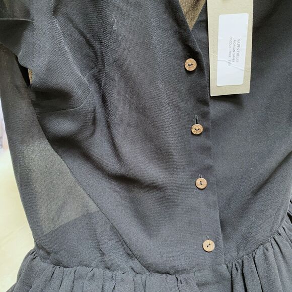 MORGAN CARPER  Semi Sheer Black SAPIN Mini Dress w/Pockets! Sz SML - Picture 11 of 16